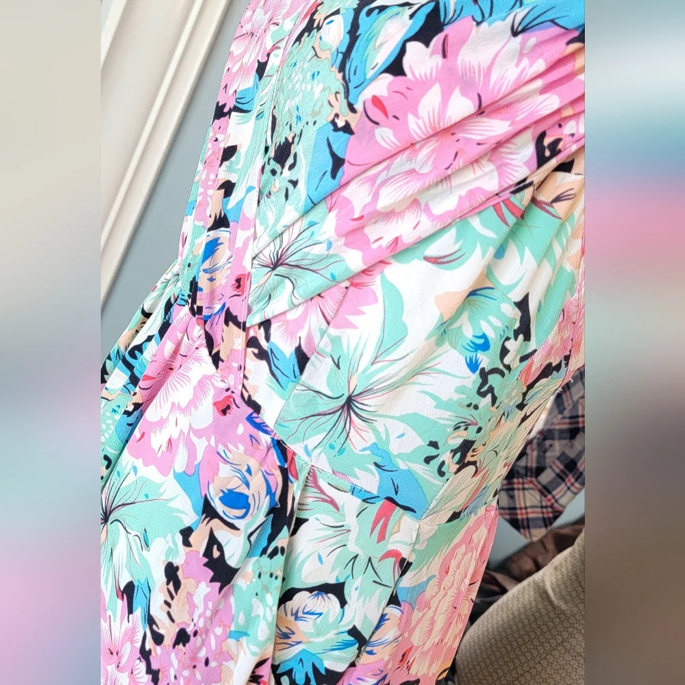 Yumi Kim X Revolove Pastel Paridise Maxi Dress Womens S Pink & Mint 100% Silk - Picture 7 of 14